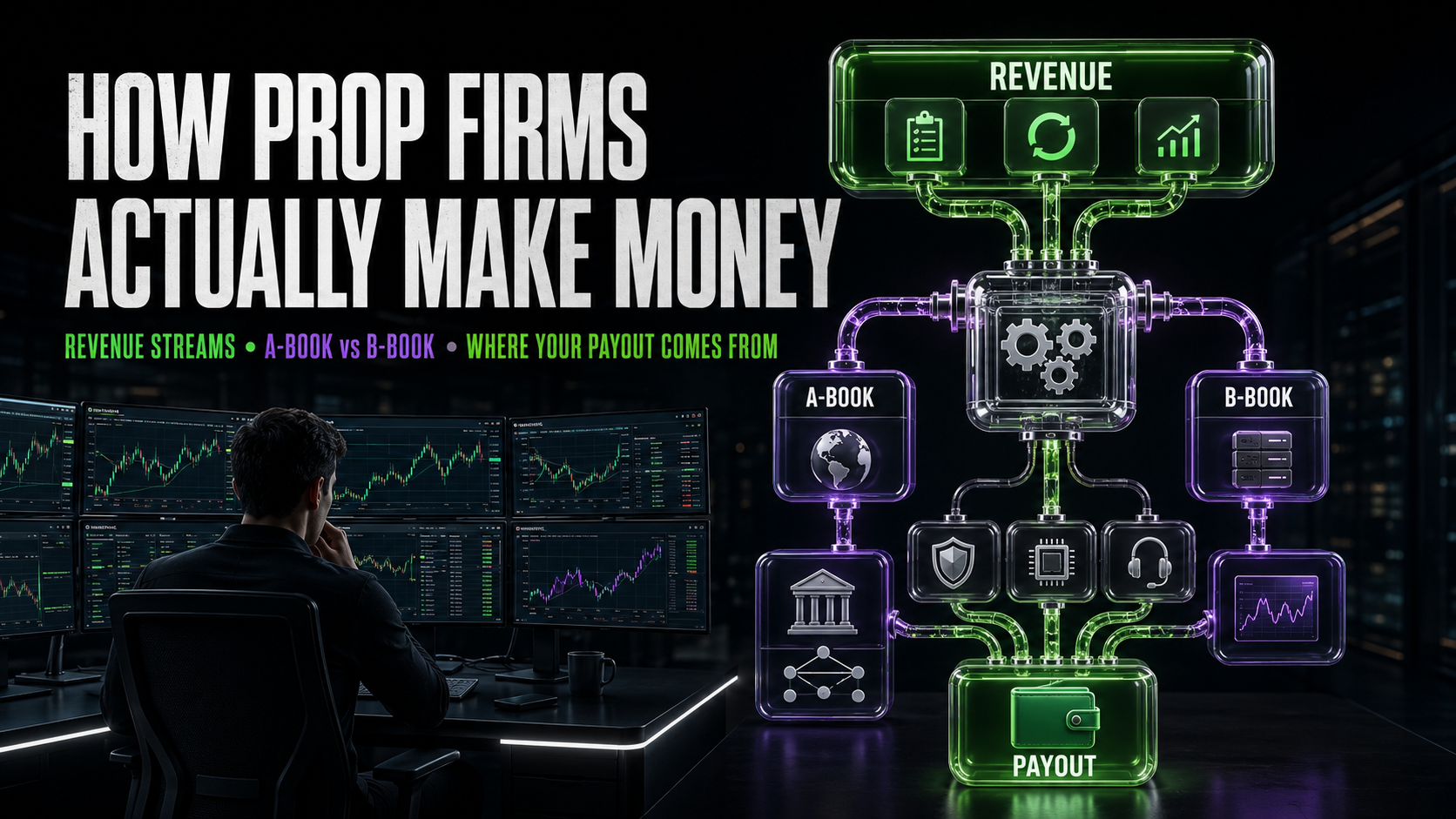 How Prop Firms Actually Make Money: Revenue Streams, A-Book vs B-Book, and Where Your Payout Comes From
