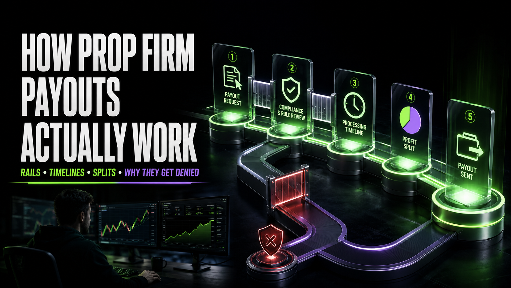 How Prop Firm Payouts Actually Work: Rails, Timelines, Splits, and Why They Get Denied