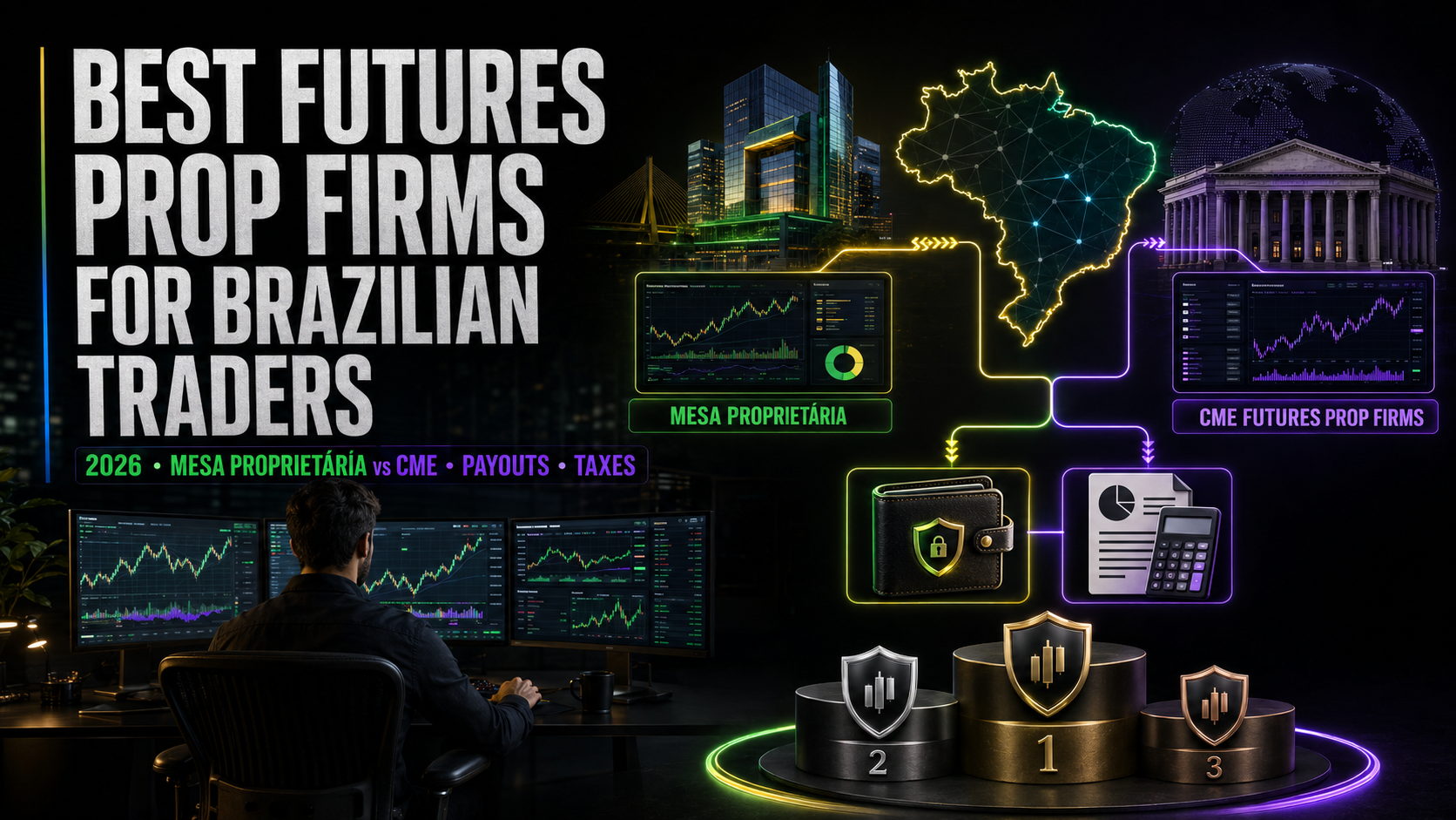Best Futures Prop Firms for Brazilian Traders (2026): Mesa Proprietária vs CME, Payouts & Taxes